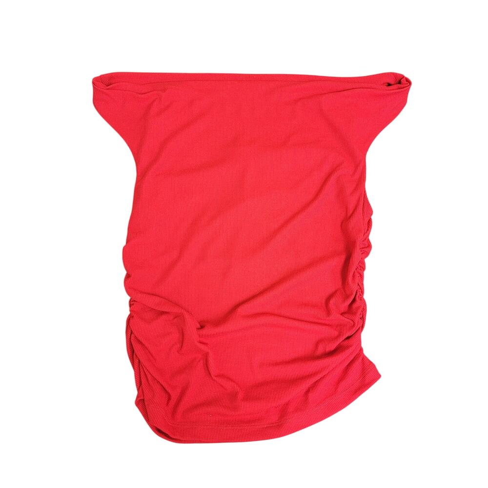 Sunday Ritual Red Off Shoulder Draped Tank NWT Ruched Rayon Stretch Y2K Party